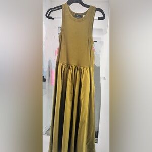 Title:
ME+EM Olive Ribbed Tank Midi Dress Drop Waist Cotton UK 6 / US 2